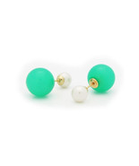 Fronay Faux Green &amp; White Pearls Double Sided Tribal Earrings - 925 Ster... - $65.55 CAD