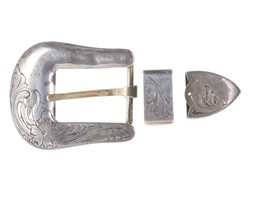 3/4&quot; Vogt Hand Engraved Sterling silver ranger belt buckle set - $163.35