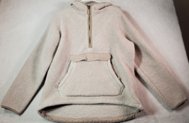 The North Face Hoodie Women Large Tan Cream Sherpa Polyester Long Sleeve 1/2 Zip - £25.90 GBP