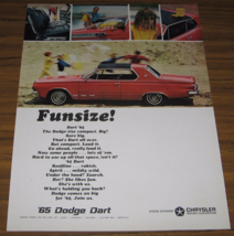 1964 Print Ad The 1965 Dodge Dart Compact 2-Door Red Car Funsize - £12.59 GBP