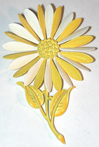 Vintage Hedy Enamel Daisy Flower Pin/brooch White Yellow Hippie Love Wed... - $15.00