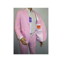 Mens Premium 100% Linen Cocktail Suit by INSERCH Breathable and cool SU880 Pink image 7