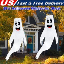 2Pcs 60 Halloween Windsocks Hanging Ghost Decoration Flag Wind Socks Yard Decor - £18.97 GBP