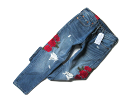 NWT Levi&#39;s 501 Taper Custom Blues Rose Embroidered Destroyed Boyfriend Jeans 25 - £41.47 GBP