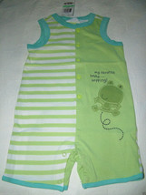 First Impressions Baby Boy Stripe/Solid Romper, Green Frog. Sz.12 Months, NWT - £7.81 GBP