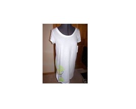 Women&#39;s Junior&#39;s Roxy White Long Baggy T Shirt Cover All Green Fish New $34 - £14.93 GBP