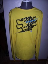 Mens Guys Fox Riders Yellow L/S Logo Head Thermal  T Shirt New $40 - $22.99