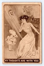 Novelty Romance My Thoughts Are With You 1909 DB Postcard K14 - £5.38 GBP