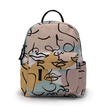 Trendy Mini Backpack Abstract Line Face Printed Colorful School Backpack Bags Wo - £18.66 GBP