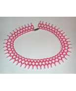 Vintage fake Pink Pearl Beaded Collar Choker Necklace beads - £11.81 GBP