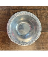 Vtg Pewter Bowl Heche en Mexico Floral &amp; Leaf Trim - $7.24