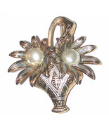 Vintage gold-tone Flower Basket pin/brooch Spain/Spanish Damascene Ename... - €10,49 EUR