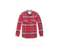 MEN&#39;S GUY&#39;S ON THE BYAS FLAIR FLANNEL WOVEN RED PLAID BUTTON-UP SHIRT NE... - $39.99