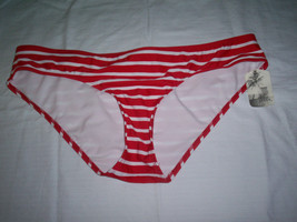 Women&#39;s Jr&#39;s Black Poppy Red/White Stripe Bottom Only Swim Suit Bikini  New $25 - £13.58 GBP