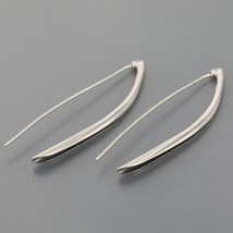 Vintage Silpada Oxidized Sterling Long Sleek Folded Threader Wire Earrin... - $39.99