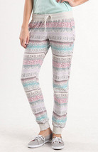 Women&#39;s/Jrs Element Geneva Cozy Fleece Sweat Pants Grey W/ Multi Stripes New $50 - £23.96 GBP