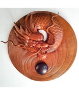 Hand Carved Teak Wood Sculpture Wall Decoration Art | Chinese Dragon Décor Extra - £4,806.88 GBP