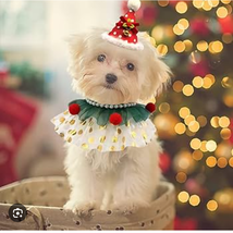 Christmas Party Dog Cat Costume Collar Hat Accessories Adjustable Set Br... - $128.98 MXN
