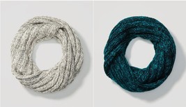 New LOFT Marled Infinity Popover Gray Teal Blue One Size Cozy Winter Scarf - £18.08 GBP