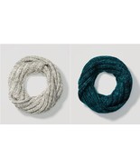 New LOFT Marled Infinity Popover Gray Teal Blue One Size Cozy Winter Scarf - £18.18 GBP