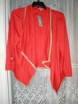 Nwt 2 X Ny Collection Plus Size Jacket 3/4 Sleeve Asymmetrical Hem Sweater Orange - £20.15 GBP