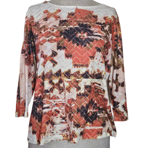 Orange and White Embellished Blouse Size Petite Medium - £19.78 GBP