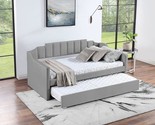 Twin Daybed With Trundle, Velvet Upholstered Tufted Sofa Day Bed Frame W... - $680.99