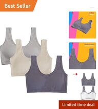 Comfortable Organic Cotton Training Bras for Girls 8-10 - 3 Pack Crop Tops - $52.42