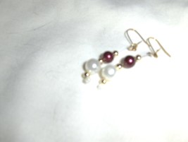&quot;Glass Pearls Shades of Red and Pink&quot; earrings - $1.00