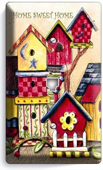 RUSTIC COUNTRY BIRD HOUSES SWEET HOME PHONE TELEPHONE WALL PLATE COVER ART DECOR