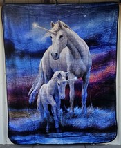 Unicorn Foal Anne Stokes Eternal Bond Night Sky Mythical Fantasy Queen Blanket - £53.06 GBP