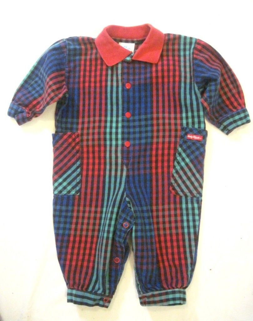 Baby b'Gosh Plaid Jumpsuit  Long Sleeve Baby Infant Size 12 Months Snaps - £6.19 GBP