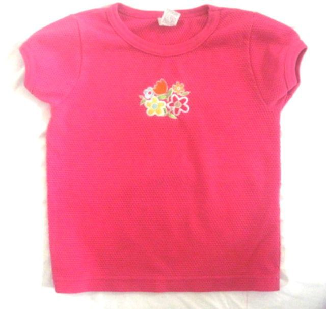 Girl's Size XS 7 Dark Pink Knit Top Healthtex Girl's Club Embroidered Flowers - $5.87