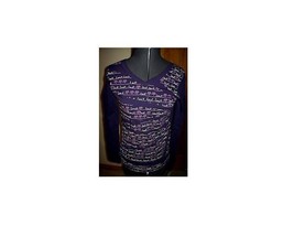 WOMEN&#39;S JUNIOR&#39;S LOST CURSIVE PRINT ALLOVER PURPLE TEE T-SHIRT NEW $20 - $16.99