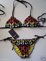 Women&#39;s Jr&#39;s Hurley Lynx Red/Black Triangle Side Tie Bikini Swimsuit S/M New $80 - £31.96 GBP