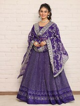 Purple designer lehenga choli with heavy work dupatta set,dress for wedd... - $70.00