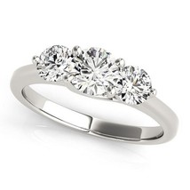 Size: 4.5 - 14k White Gold Classic 3 Stone Round Diamond Engagement Ring (1 cttw - £1,689.14 GBP