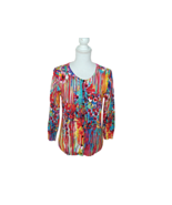 Joseph A. Button Up Cardigan Colorful Light Weight Knit Floral Neon Prin... - £19.82 GBP