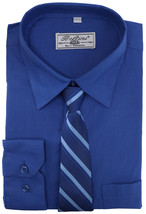 Boltini Italy Boys Kids Long Sleeve Dress Shirt Set with Matching Tie - 8 - $11.87