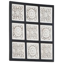 Hand-Carved Wall Panel MDF 60x60x1.5 cm Black and White - £25.66 GBP