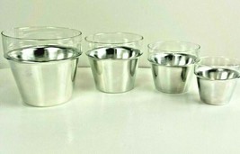 Snack Condiment Set 4-pc Party Silver Plated Glass Inserts Buckets Pots Serving - £24.12 GBP