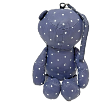 Baby Gap Nylon Plush Blue White Polka Dot Bear Zipper Pouch Stuffed Animal 10&quot; - £8.58 GBP