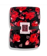 Victoria’s Secret Floral Print Black Red Sherpa Blanket - £39.30 GBP