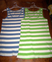 Old Navy Women&#39;s Set Of Two Tank Tops Size Xlrg Green Blue Striped Tanks New - $16.99