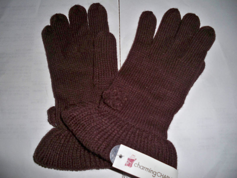 Primary image for CHARMING CHARLIES WOMEN'S  LADIES FLOWER RUFFLE WINTER  GLOVES BROWN NEW