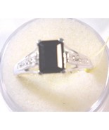 Beautiful 8x6mm2.35Ct Thai Black Spinel Emerald Sterling Silver Ring Sz ... - $15.29