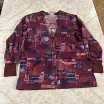 Peaches Scrub Jacket Top Women Sz M Long Sleeve Button Up - $12.88