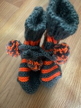 Handmade sweater grey and orange Shoes Knitted baby Child 3-6 month - £8.31 GBP