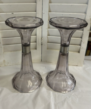 Pair Antique Art Deco Glass Hat Wig Stand Drug Store Apothecary Risers Shelf Vtg - $99.00