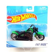 Mattel X7718 Hot Wheels 1:18 Street Power FAT RIDE Motorcycle Green Black - $12.77